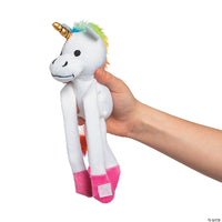 New Hanging Long Arm Stuffed Unicorn Small Plush! Hang it anywhere! Little ones will have fun hanging these around dresser pulls, doorknobs and bed posts!