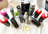 Lot 109- Assorted Water Bottles, Travel Mugs, Shaker Bottles Mixed condition, New/Used/Returns, 14 Pieces