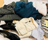 Lot 156- Large Women's Clothing Lot, Mixed New/Returns, Nordstrom/Amazon, Tops, Pants, designer boots, swim, winter boots, 30 Pieces, Retails $600+