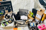 Lot 162- Home Mixed New/Returns, solar lights, outdoor panel, baking pans, popsicle moulds, art print, lighting, towel bars, antenna, bedskirts, seat cushions, 33 Pieces