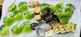 Lot 168- Home - New Large Lot Snappi one hand servers, 2 Marbled Containers, Bamboo Brushes, copper stainless spoons, 29 Pieces