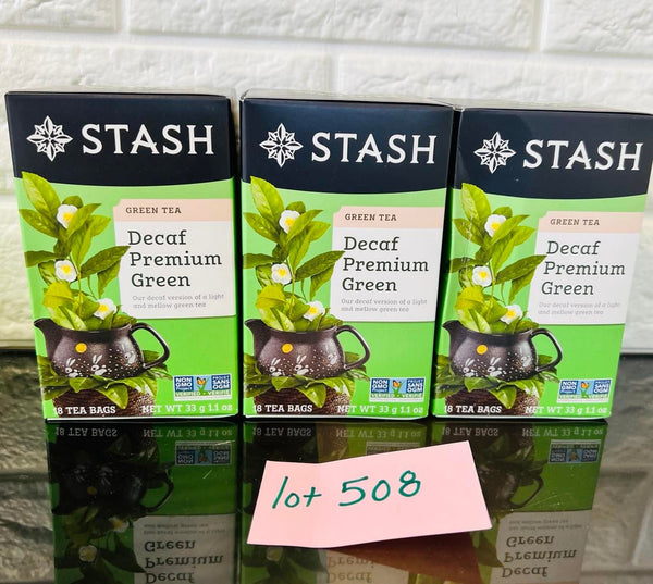 New sealed lot 508! Stash Decaf Premium Green Tea 3 box lot, 18 Bags each box! BB 2/25