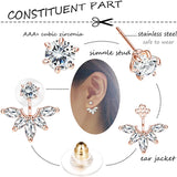 New Milacolato 5 pairs Hollow Lotus Flower Ear Jackets For Women Girls Ear Stud Simple Chic Earrings