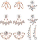 New Milacolato 5 pairs Hollow Lotus Flower Ear Jackets For Women Girls Ear Stud Simple Chic Earrings