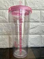 Reusable (All You Need Is Self Love) Tumbler With Straw, Pink, 500mL new! Great for Hot or Cold Drinks!