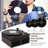 New in box! LP&No.1 Bluetooth Vinyl Record Player with External Speakers, 3-Speed Belt-Drive Turntable for Vinyl Albums with Auto Off and Bluetooth Input! Retails $160+