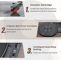 New in box! LP&No.1 Bluetooth Vinyl Record Player with External Speakers, 3-Speed Belt-Drive Turntable for Vinyl Albums with Auto Off and Bluetooth Input! Retails $160+