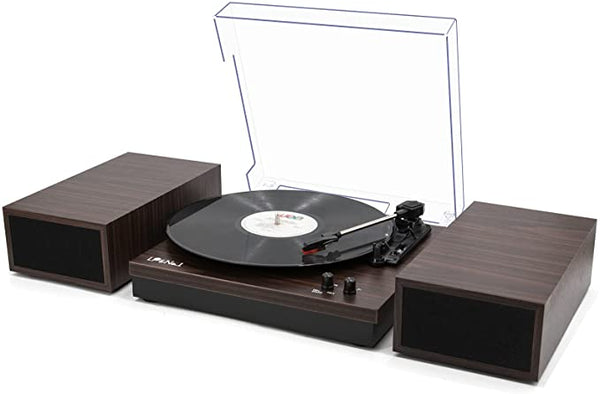 New in box! LP&No.1 Bluetooth Vinyl Record Player with External Speakers, 3-Speed Belt-Drive Turntable for Vinyl Albums with Auto Off and Bluetooth Input! Retails $160+