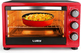 New no box! LUBY Convection Toaster Oven with Timer, Toast, Broil Settings, Includes Baking Pan, Rack and Crumb Tray, 6-Slice, Red! Note: handle had a small crack in it we fixed it with epoxy!