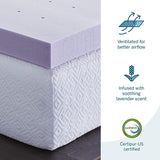 New LUCID 4 Inch Lavender Infused Memory Foam Mattress Topper - Ventilated Design - Queen Size! Comes compressed in box for easy transport!