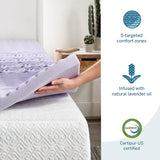 New LUCID 2 Inch 5 Zone Lavender Memory Foam Mattress Topper – Calming Lavender – Targeted Convoluted Comfort Zones, Twin (LU20TT30ZT) Retail $86+