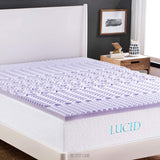 New LUCID 2 Inch 5 Zone Lavender Memory Foam Mattress Topper – Calming Lavender – Targeted Convoluted Comfort Zones, Twin (LU20TT30ZT) Retail $86+