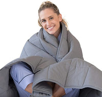 New Luna Weighted Blanket (41''x60'',10 lbs, Grey) 丨100% Cotton with Glass Beads丨Great Sleep for Adults,Youth, Retails $147+