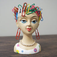 Paperclip Holder Bad Hair Day Bust Woman Desk, Magnetic, Great for home or office