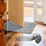HOUSE DAY Front Door Mat Indoor 17" x 30", Heavy Duty Magic Door Mat | Low-Profile Mats for Entry, High Traffic Areas, Anti-Slip Rubber Mat Low-Profile Entrance Door Rug Machine Washable -Gray