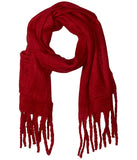 Steve Madden Women's Over-Sized Super Soft Muffler With Pockets Cold Weather Scarf, Red! Retails $80+