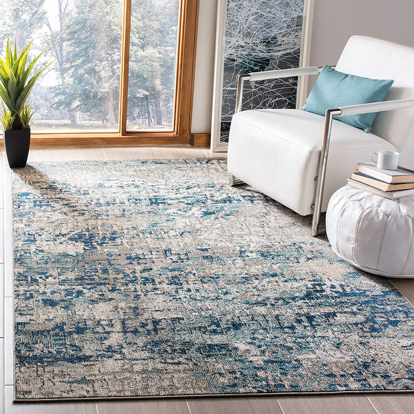 Safavieh Madison Collection Modern Contemporary Abstract Area Rug, 5' 3" x 7' 6", Grey/Blue! Retails $234 W/Tax!