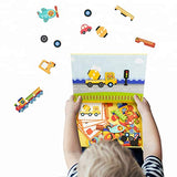 New Magnetic Art Case Toy Puzzle Game for Kids (Vehicle Puzzle Art Case) with Drawing Board