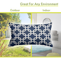 Majestic Home Goods Links Indoor Outdoor Lumbar Pillow! Navy/White! Winner can Purchase 2nd one at winning bid! Retails $75+ Each Pillow