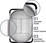 New Makerstep Over the Sink Colander Strainer Basket Stainless Steel, For Kitchen Sink with Rubber Grip, Fine Mesh, Large Kitchen Gadgets Tools, Expandable Sink Strainer Home Kitchen Essentials