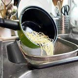 New Makerstep Over the Sink Colander Strainer Basket Stainless Steel, For Kitchen Sink with Rubber Grip, Fine Mesh, Large Kitchen Gadgets Tools, Expandable Sink Strainer Home Kitchen Essentials