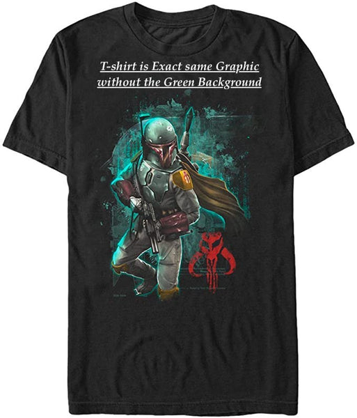 New STAR WARS Mens Mandalorian Warrior Graphic T-Shirt, Black, Sz XL! Our T is exact same graphic without the Green background