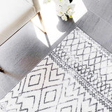 New Maples Rugs Runner Rug - Abstract Diamond 2'6 x 10 Distressed Style Non Skid Hallway Entry Rugs Runners [Made in USA] for Kitchen and Entryway, Grey & White!