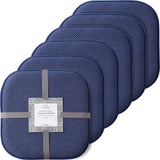 New Marina Decoration Premium Thick Comfortable Cushion Memory Foam Chair Pads Honeycomb Pattern Nonslip Rubber Back Seat Topper Rounded Square 16 x 16 Seats Cover for Kitchen Chairs, 6 Pack Navy Blue, Retail $115+