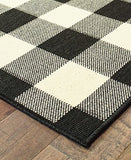 New Oriental Weavers Marina 2Ft 5" X 4Ft 5" Indoor/Outdoor Area Rug! Black & Ivory! Made in Egypt!