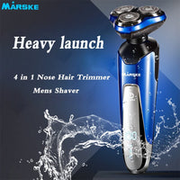 New in box! MARSKE Men 4 In 1 Waterproof Shaver Electric Nose Beard Hair Trimmer Facial Cleansing Brush Intelligent Washing