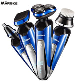 New in box! MARSKE Men 4 In 1 Waterproof Shaver Electric Nose Beard Hair Trimmer Facial Cleansing Brush Intelligent Washing