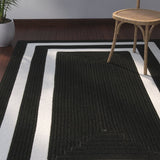 New Wayfair Indoor/Outdoor Great Quality Hand Braided Stain Resistant Area Rug Runner 2 Ft X 7 Ft, Black & White! Retails $250+