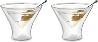 New in box! Outset 76482 Double Wall Stemless Martini Glasses, Set of 2, Borosilicate Glass