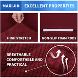 New MAXIJIN Super Stretch Couch Cover for 3 Cushion Couch, 1-Piece Universal Sofa Covers Living Room Jacquard Spandex Furniture Protector Dogs Pet Friendly Fitted Couch Slipcover (Sofa, Wine Red)
