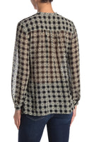 Max Studio Pleated Swiss Dot V-Neck Blouse, Sz M! Retails $98US+