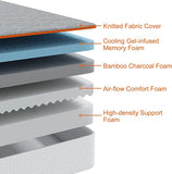 Maxzzz Memory Foam Mattress King, 8 Inch Gel-Bamboo Charcoal Hybrid Mattress Medium Firm Single Bed Mattresses with Cover CertiPUR-US Certified! Retails $470 w/tax