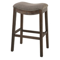 Mchone Saddle Style 30" Bar Stool by Charlton Home, Rubberwood Frame, Grey Upholstery with Nailhead trim! Auction is for 1, only have 1 in stock! Retails 257+
