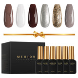 New in box! MEGIOR Gel Nail Polish Set, Classic 6 Colours Glitter Gel Nail Polish Series!