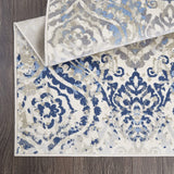 New Home Dynamix Melrose Audrey Runner Area Rug, 1'8"x7'2", Ivory/Blue