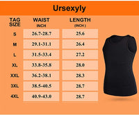 Ursexyly Mens Compression Undershirts Slimming Body Shaper Vest Workout Abdomen Tank Tops, Black, Sz S!