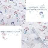 Softan Full Bed Sheet Set for Kids, 4 PC Mermaid Printed Brushed Microfiber Children Bedding Set, Super Soft & Easy Care, 1 Flat Sheet, 1 Deep Pocket Fitted Sheet, and 2 Pillow Cases