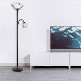 New Merra 71 in. Dark Bronze Torchiere Floor Lamp with Adjustable Reading Lamp