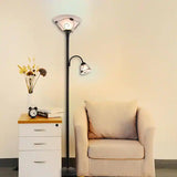 New Merra 71 in. Dark Bronze Torchiere Floor Lamp with Adjustable Reading Lamp
