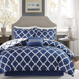 New Madison Park Essentials Merritt Complete 9 Piece Bed, Comforter & Sheet Set Full/Double, Navy! Retails $240+