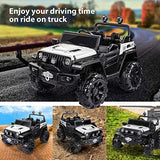 New Fully Assembled METAKOO 12V 10Ah Ride On Kids Electric Truck with Remote Control, Double Open Doors, Safety Belt & Spring Suspension, LED Lights, USB/ Bluetooth Player and Horn Button! 2WD/4WD!!  WHITE! Retails $459+