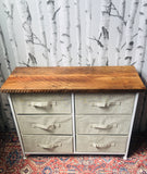 New Metal Storage Cabinet with Removable Fabric Bins & Solid 1 Inch Thick Reclaimed Barn Board Top!