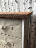 New Metal Storage Cabinet with Removable Fabric Bins & Solid 1 Inch Thick Reclaimed Barn Board Top!