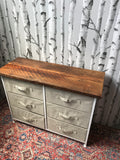 New Metal Storage Cabinet with Removable Fabric Bins & Solid 1 Inch Thick Reclaimed Barn Board Top!