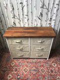 New Metal Storage Cabinet with Removable Fabric Bins & Solid 1 Inch Thick Reclaimed Barn Board Top!