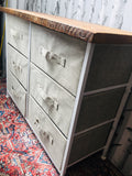 New Metal Storage Cabinet with Removable Fabric Bins & Solid 1 Inch Thick Reclaimed Barn Board Top!